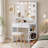26.4" Small Makeup Vanity Desk with Lighted Mirror, 3 Color Modes, Drawer & 6 Level Storage, White-154042674