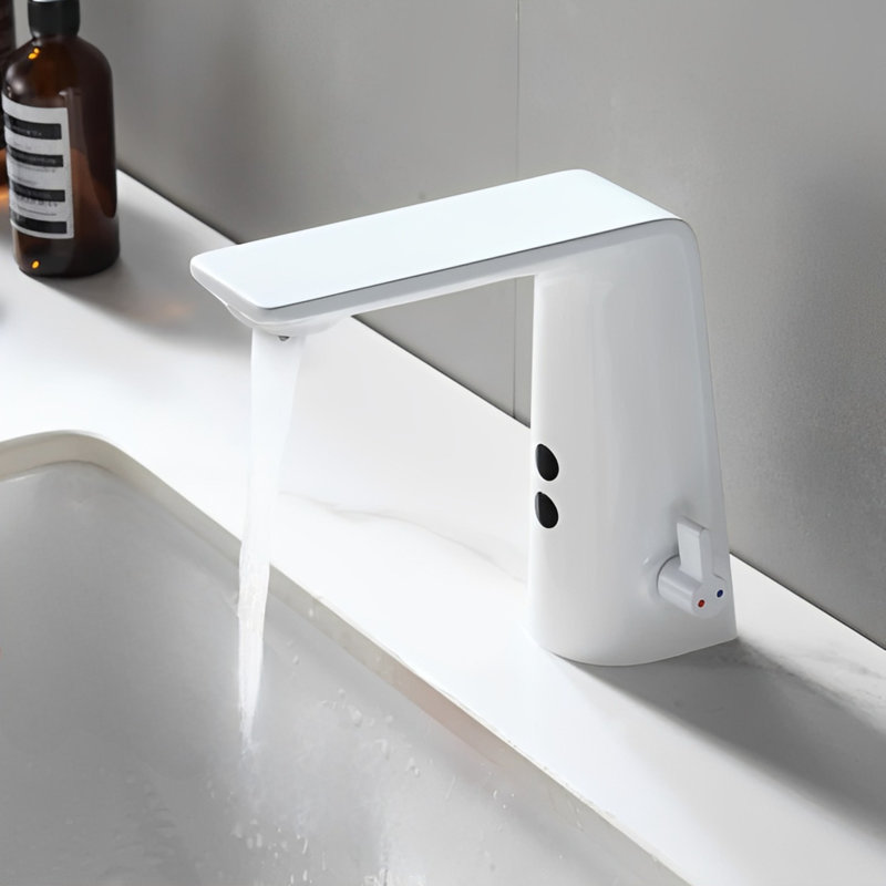 White Commercial Motion Sensor Single Hole Faucet