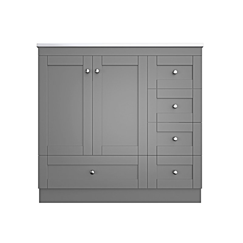 Meuble-lavabo autoportant avec lavabo en céramique, Gris
