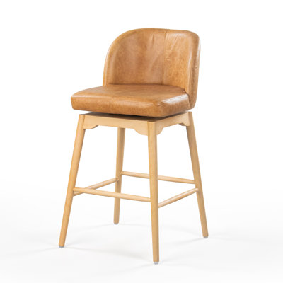 Noren Genuine Leather Swivel Counter Stool