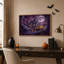 Art gothique sur toile encadrée de roses mauves et d'Halloween-348854613