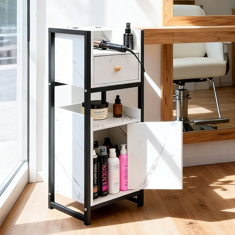 Hairdressing Storage Rack With Drawers, Black