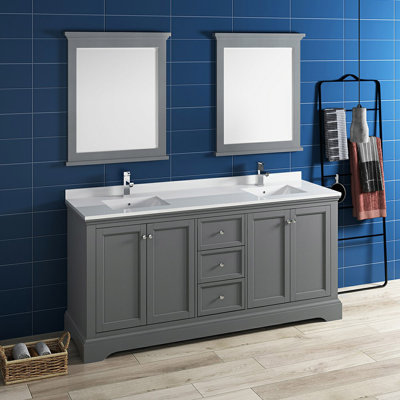 Red Barrel StudioÂ® Windsor 72"" Free-Standing Double Sink Bathroom Vanity Base Only -  Fresca, FCB2472GRV