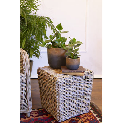 Pot rond - terre cuite avec base bleue / grise