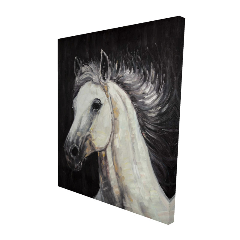 Cheval blanc étoile - Toile rustique noire pour la décoration intérieure
