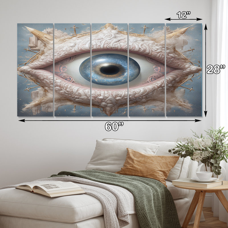 Visions de l'oeil de la Conscience surréalisme II - impression d'art mural moderne - 5 panneaux égaux