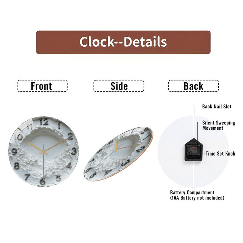 Horloge murale blanche texturée blanche 12 po