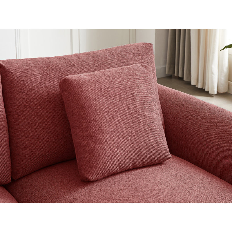 4-Piece 102'' L-Shape Sectional, Red Fabric