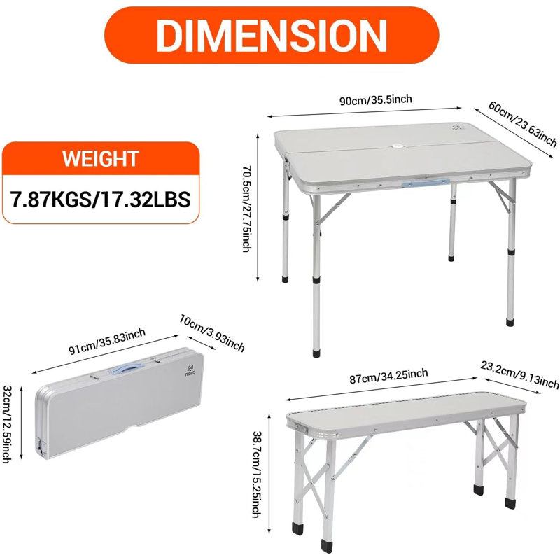Rectangular Yes Outdoor Picnic Table Yes , 35.5 " W 23.63 " D