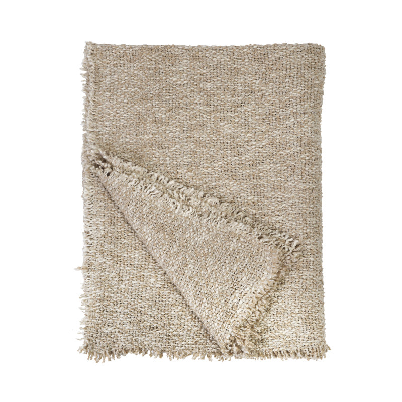 Natural Handloomed Heathered Chunky Bouclé Throw Blanket