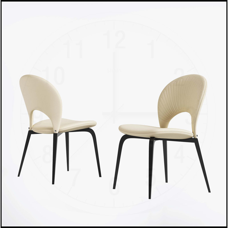 Moderne en polyuréthane - Chaises en cuir avec pieds et dossier en métal robuste, idéal pour les salons et les salles à manger, ensemble de deux pièces