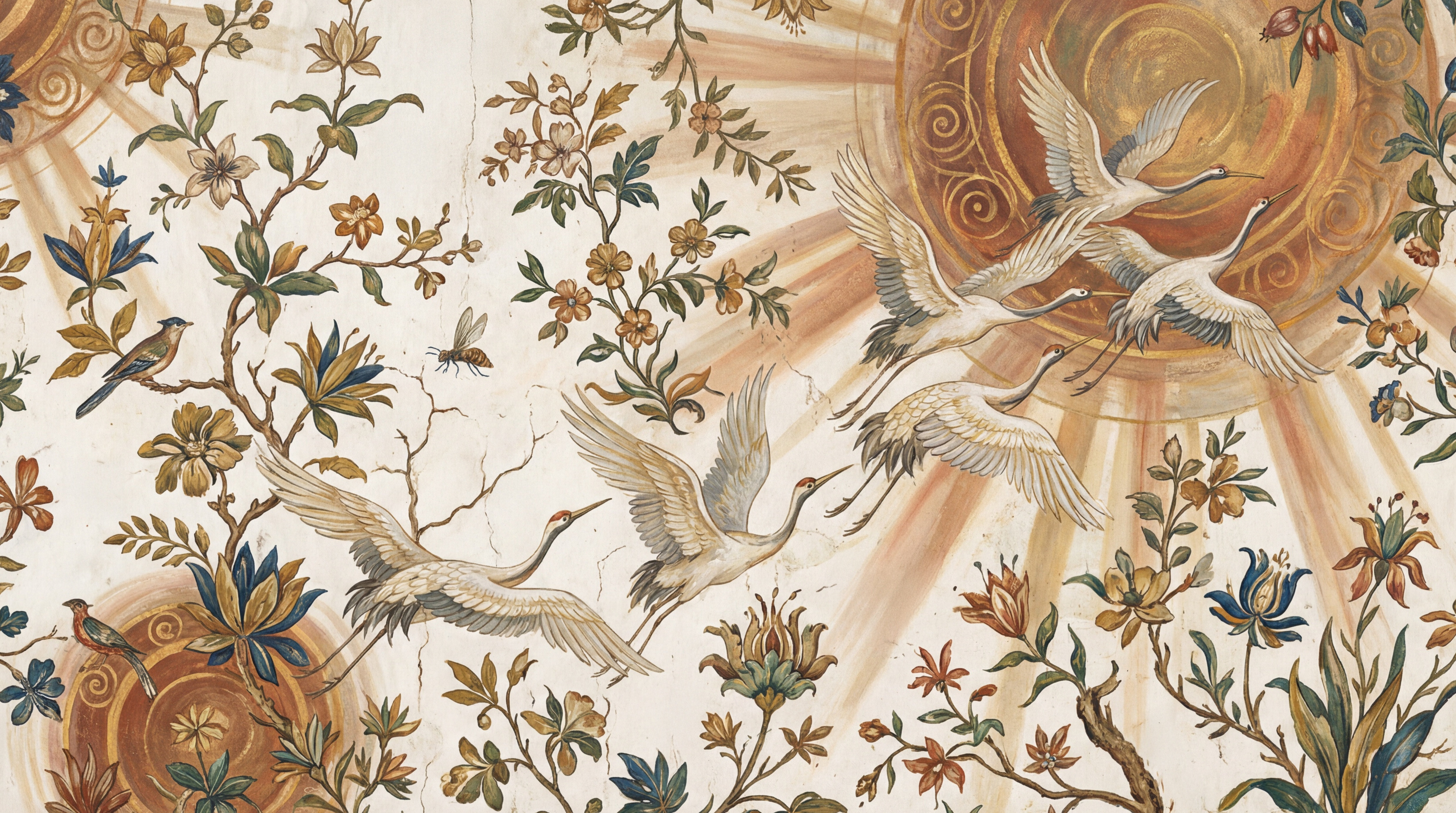 Lark Manor™ Vintage Birds Wallpaper Floral Nature Wall Mural | Wayfair