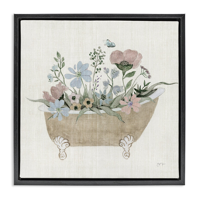 Rustic Botanicals dans un cadre flottant de baignoire, design par Janet Tava, H 25 po x l 25 po, Cadre flottant noir de jais