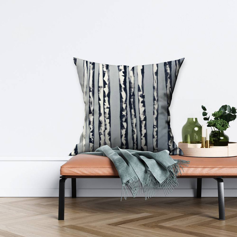 Small Birch Trees - Blue Contemporary – Throw Pillow Cover Only, Double-Sided Print, Insert Not Included