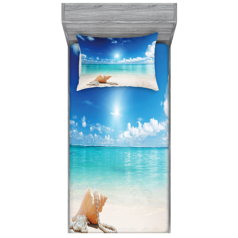 Seashells Microfiber Sheet Set, Twin XL Sheet Set with Fitted Sheet