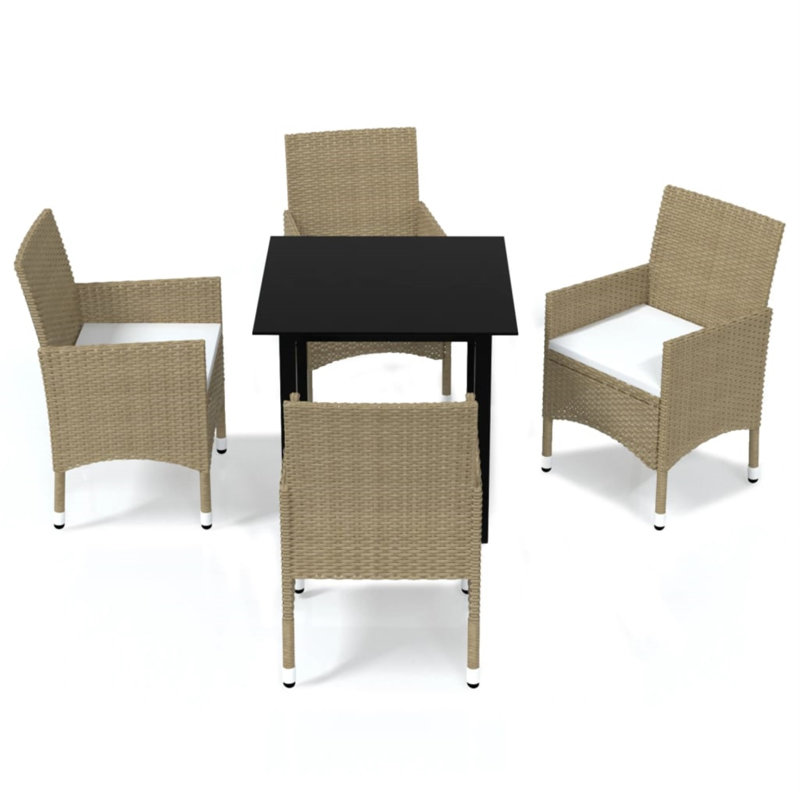 Hosby Rectangular 4 - Person Aluminum Dining Set, 31.5" L x 31.5" W x 29.1" H