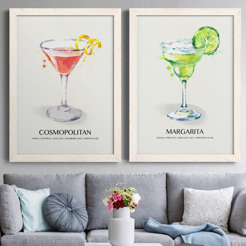 Cosmopolitan - Cadre photo 2 pièces, publicités sur toile, Cadre blanc, H 20 po x l 34 po x P 1,5 po