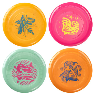 Wham-O Frisbee Go 4 Pack Flying Disc, 9 Inch Lightweight Colorful Toy Set