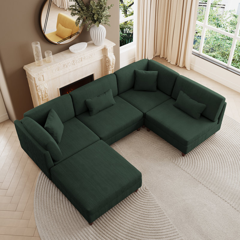 Seemab Modular Corner Sofa, Hunter Green