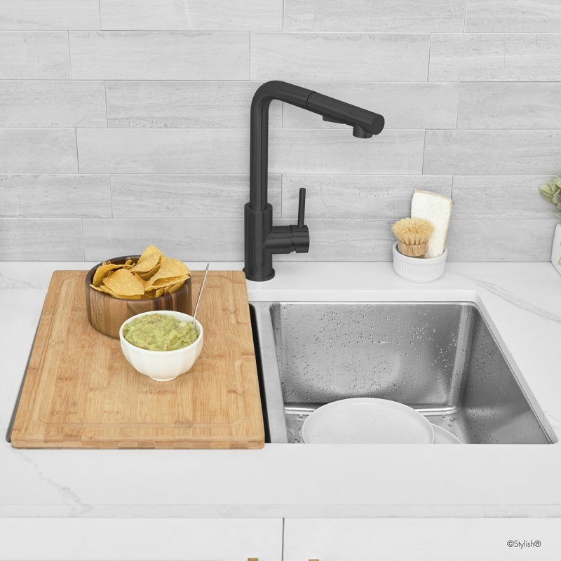 Modern Faucet Stylish Venezia One-Handle Pull Down Kitchen Faucet, Matte Black