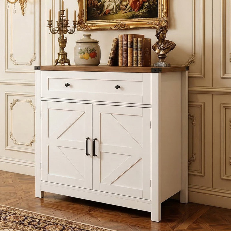 Armoire de rangement Farmhouse Modern, Blanc
