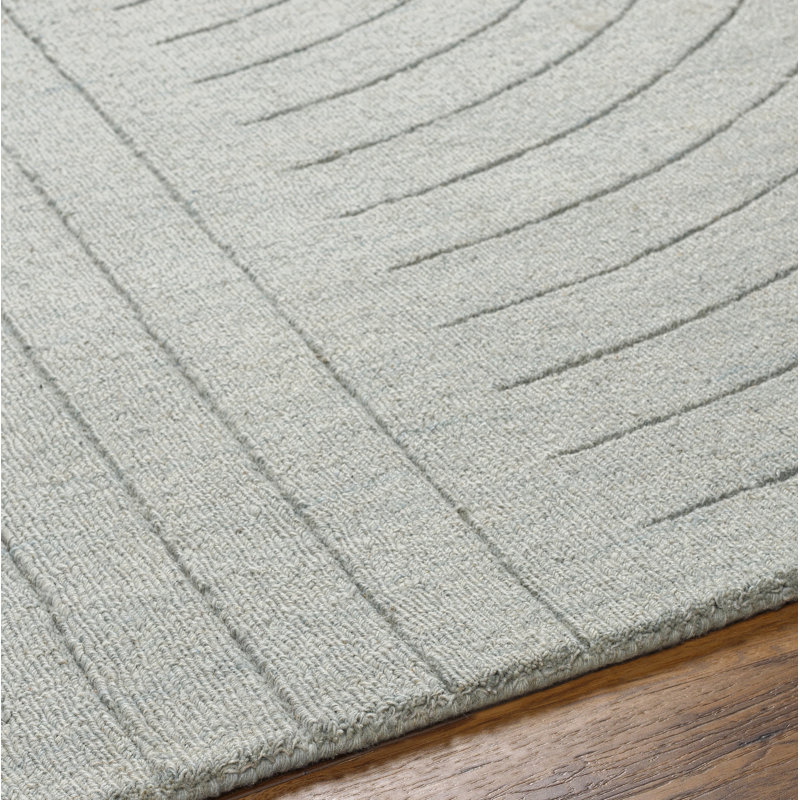 Tapis gris en laine tissé à la main Kolo, Rectangle 8 pi x 10 pi