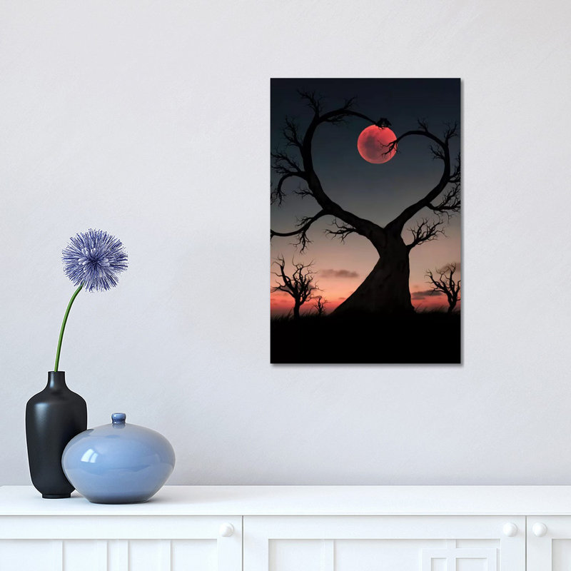 Arbre et hibou par Abdullah Evindar - reproduction, H 18 po x l 12 po x 1,5 po