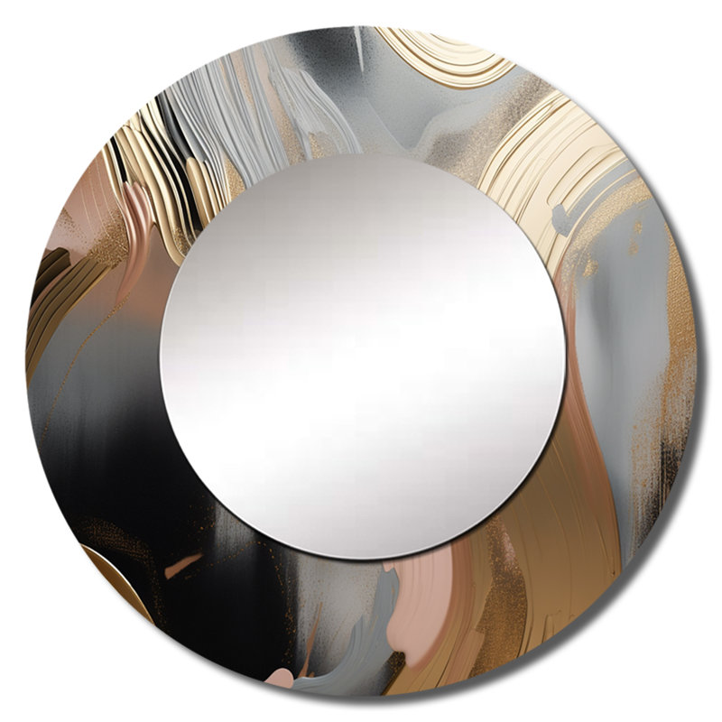 Miroir mural décoratif en marbre Omolara, 36 po x 36 po, Rond