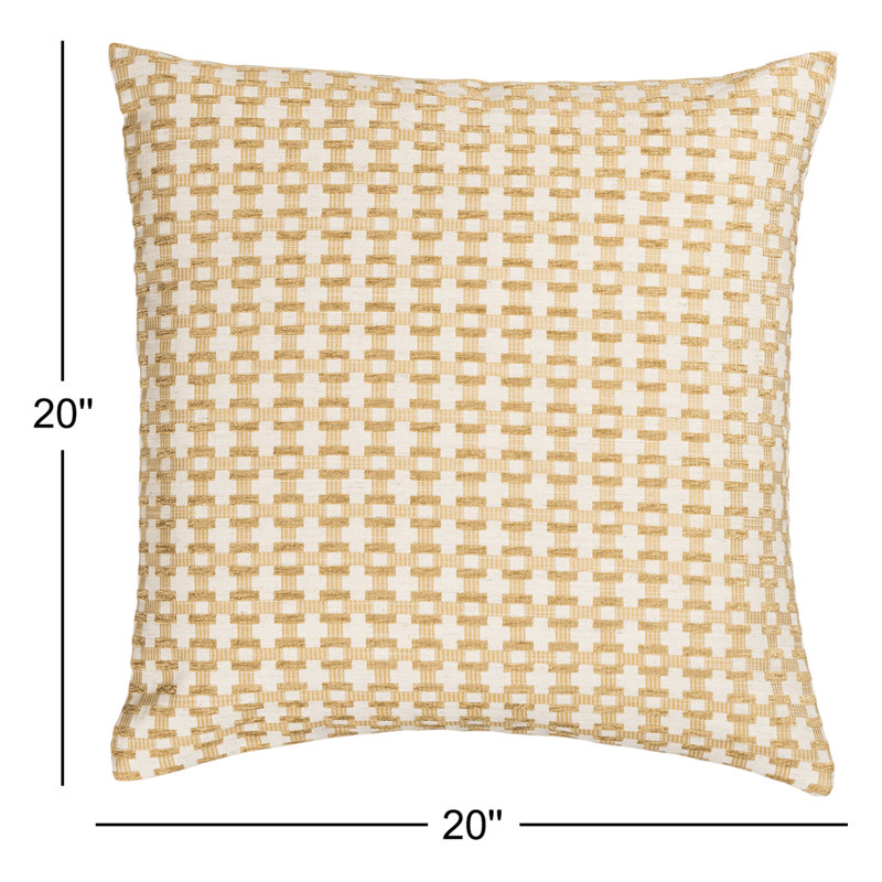 Coussin Birch Lane Stride, Jaune géométrique, Plumes, Carré 20 po