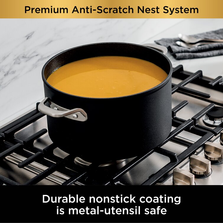 Ninja 10-Piece Cookware Set, Anti-Scratch Nesting Pots & Pans with Glass  Lids, Hard-Anodized, Nonstick, Slate Grey & Premium Set with 4-Quart  Capacity