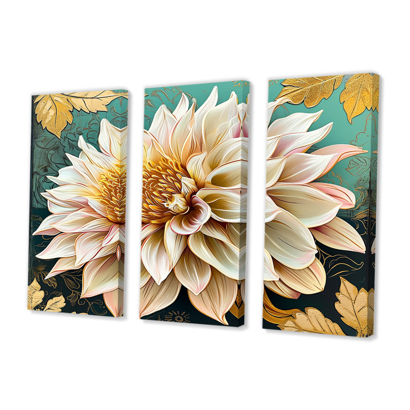 Hummell - Ensemble de décorations murales Dahlia, Toile tendue, H 32 po x l 48 po x P 1 po