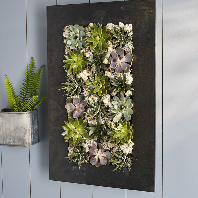 Willamette Metal Wall Planter, Black Zinc, 28.5" H x 17.56" W x 3.63" D