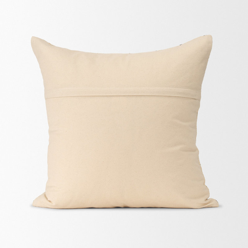 Jaela Beige And Black Striped Checkered Decorative Square Pillow Cover