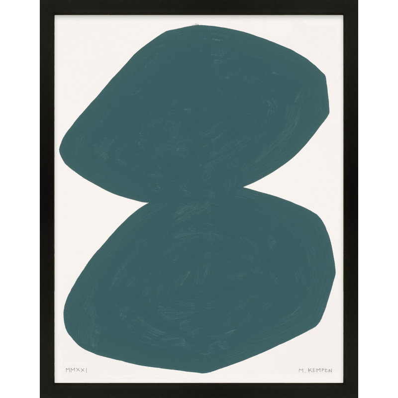 «Yara Abstract On White 2» par Michael Kempen - Art mural encadré, H 50 po x l 40 po x P 1,25 po, Noir