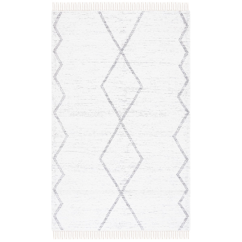 Anahy Hand Woven Cotton Geometric Rug, Rectangle 4' x 6'