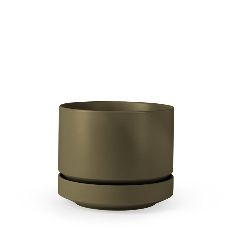 Pot à fleurs en céramique Byer, H 6 po x l 7 po x P 7 po, Olive
