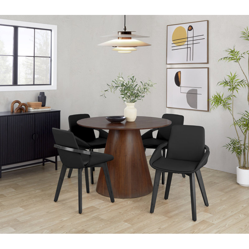 Whitacre 17'' H Faux Leather Upholstered Armchair, Black, Black