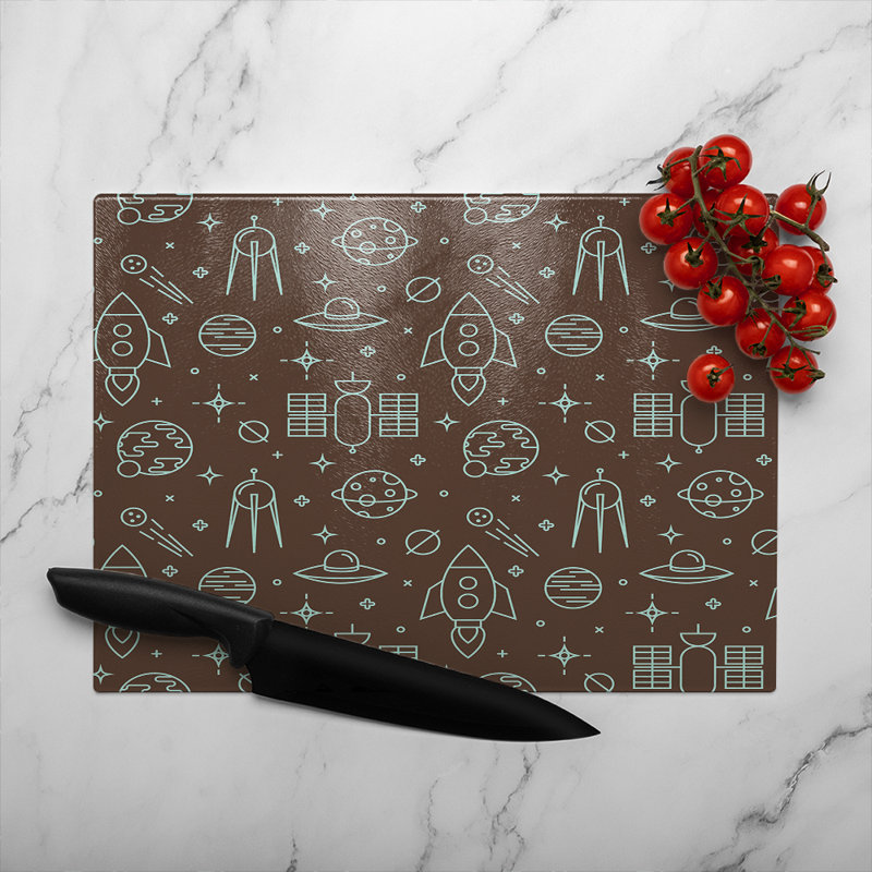 Planets And Stars Glass Chopping Board