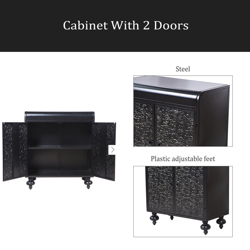 Art Accent Cabinet With 2 Doors, Sideboard Buffet Cabinet With Storage, Distressed Decorative Storage Cabinet With Embossed Pattern For Entryway Living Room Dining Room