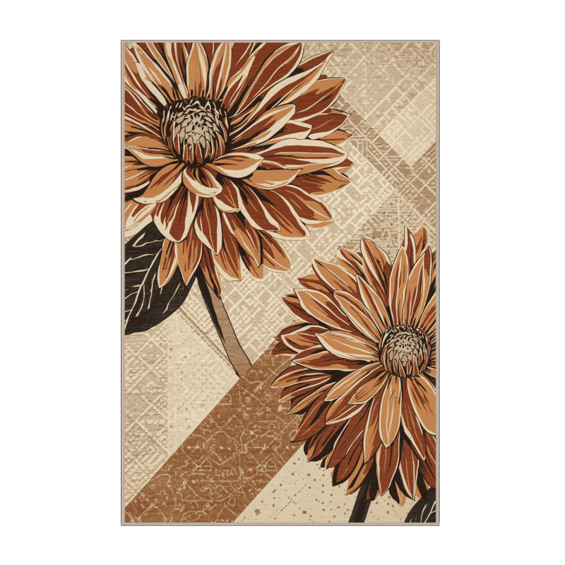 Tapis marocain beige lavable à la machine Orlandra Zinnia - reliure beige, 8 x 12