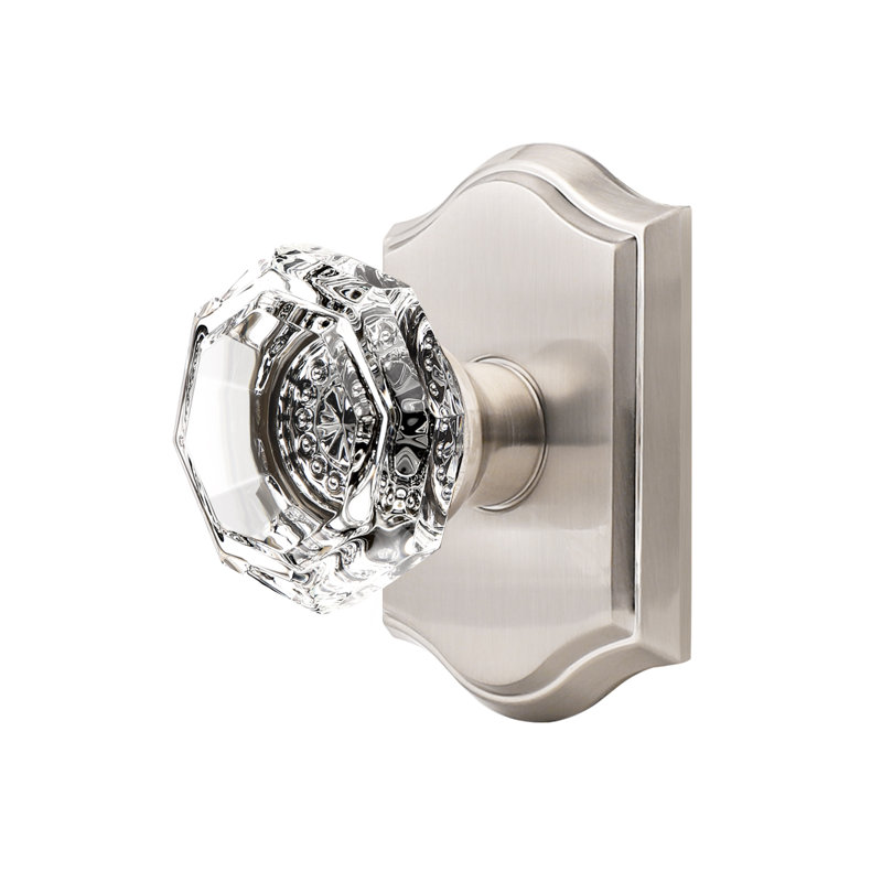 Crystal Single Dummy Door Knob, Satin Nickel, Single Dummy