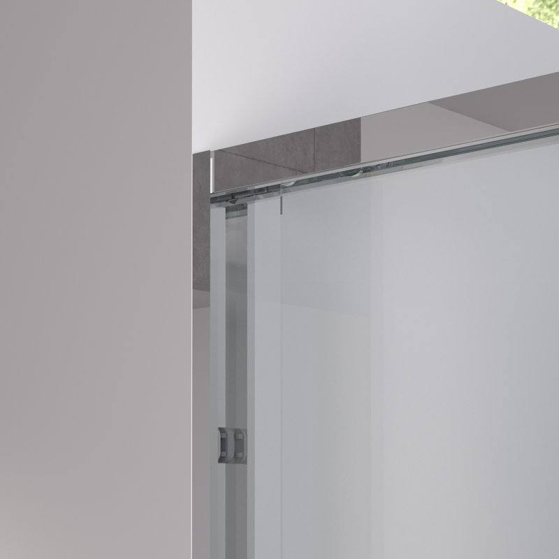 - Cabine de douche coulissante double à largeur réglable à finition réglable de 56 po avec verre trempé de 1/4 po de 6 mm, imperméable et pour la salle de bain