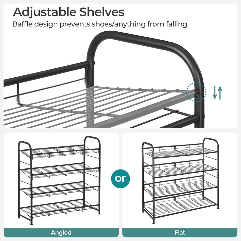 12 Pair Shoe Rack, Black