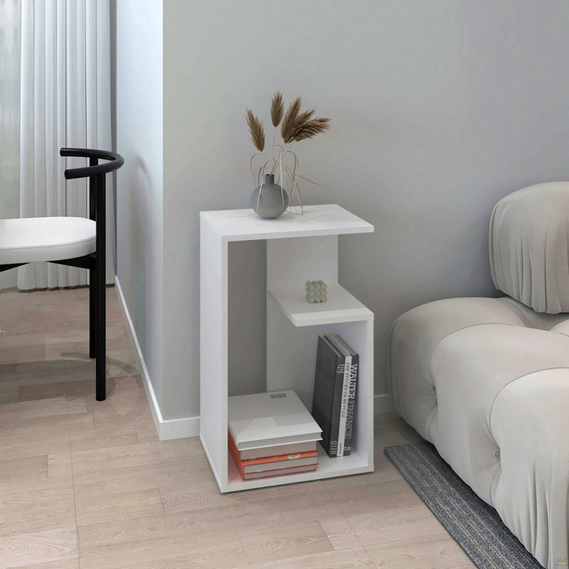 Table d'appoint H 25 po, 1 tablette, Blanc