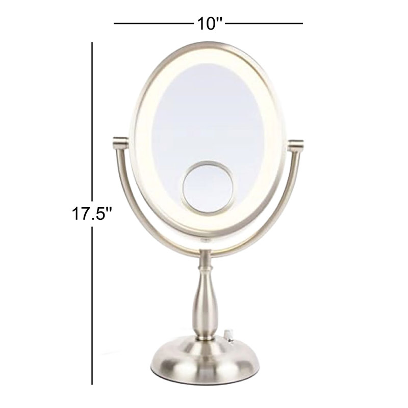 Jonti 8" x 10" Lighted Tabletop Magnified Makeup Mirror, Plug In