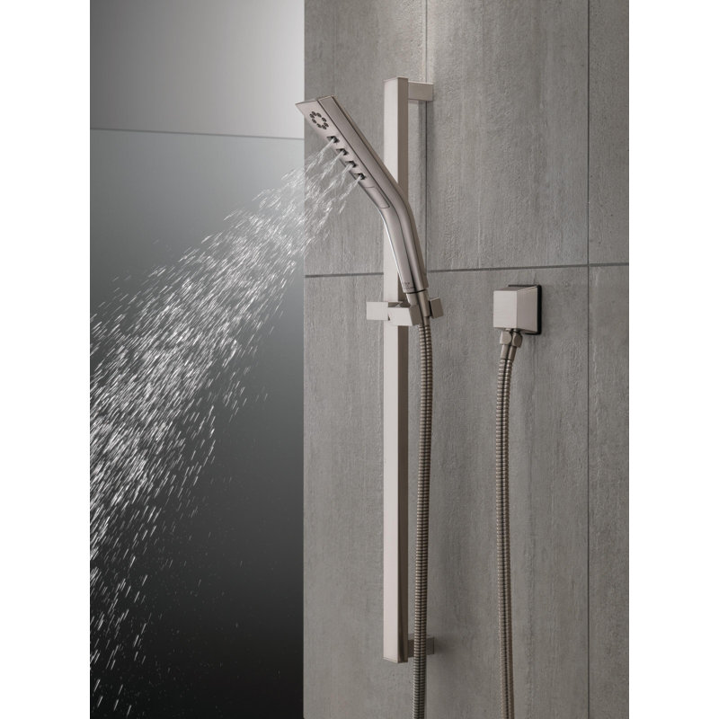 Pivotal H2Okinetic Hand Shower with Slide Bar, 3-Spray Handheld Shower Head, Slide Bar Hand Shower, Lumicoat Stainless