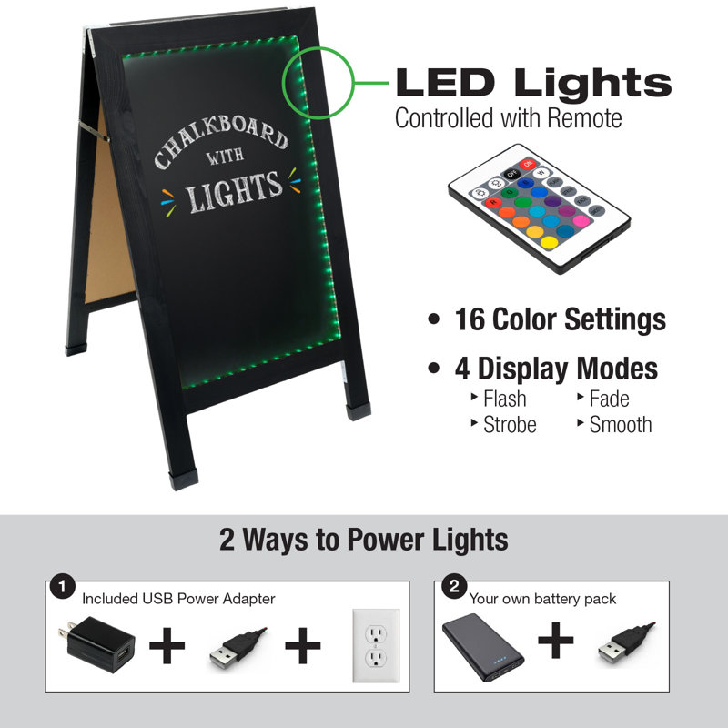 Freestanding Steel Magnetic Chalkboard, Black