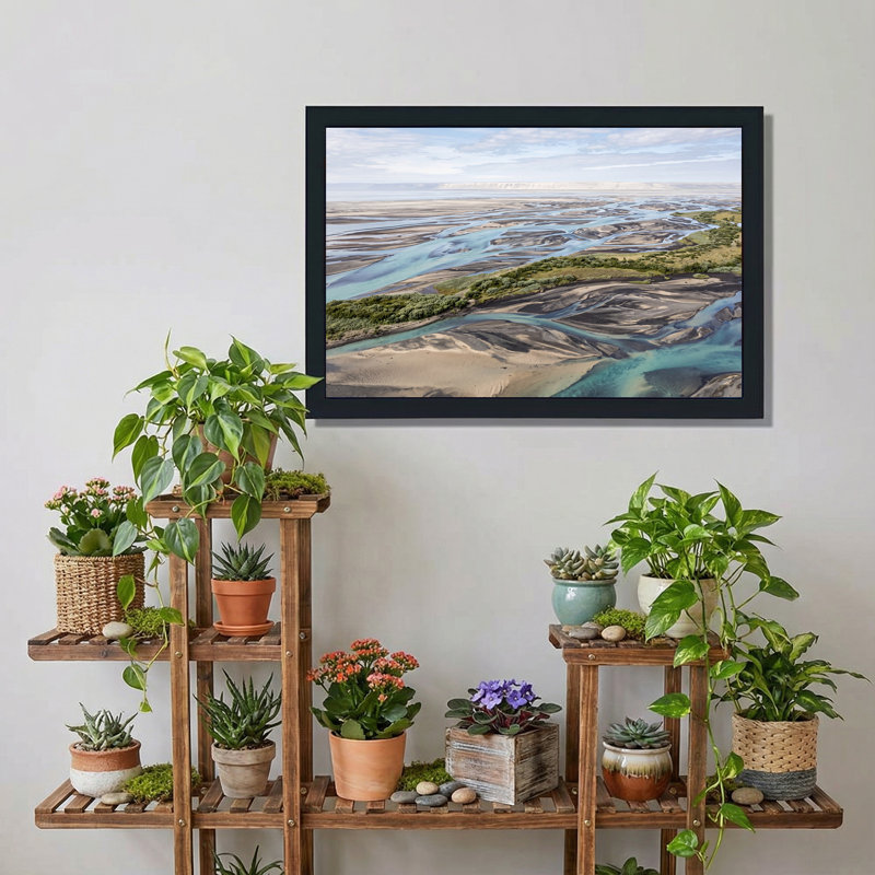 Art mural sur toile paysage tressé turquoise, 16"H x 24"W