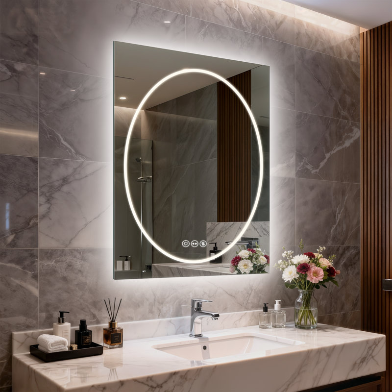 Debroh Wall LED Bathroom Mirror Backlit, 70 cm x 90 cm