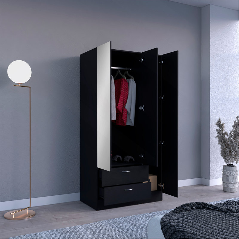 Armoire à miroir 3 portes Riverside, Noir
